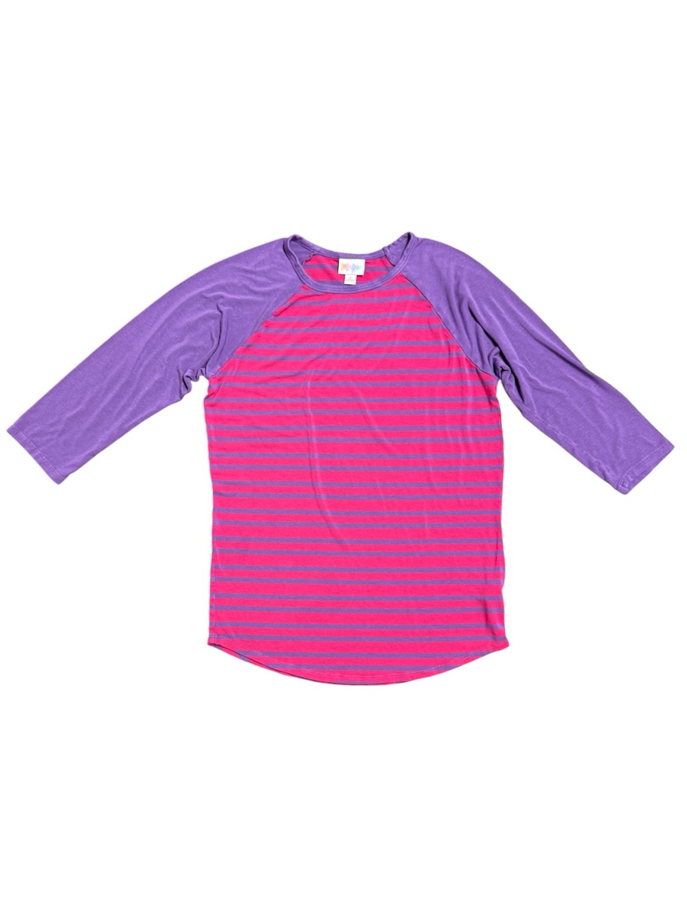 Lularoe size small Striped Raglan Top in Bright Pink & Lavender shirt